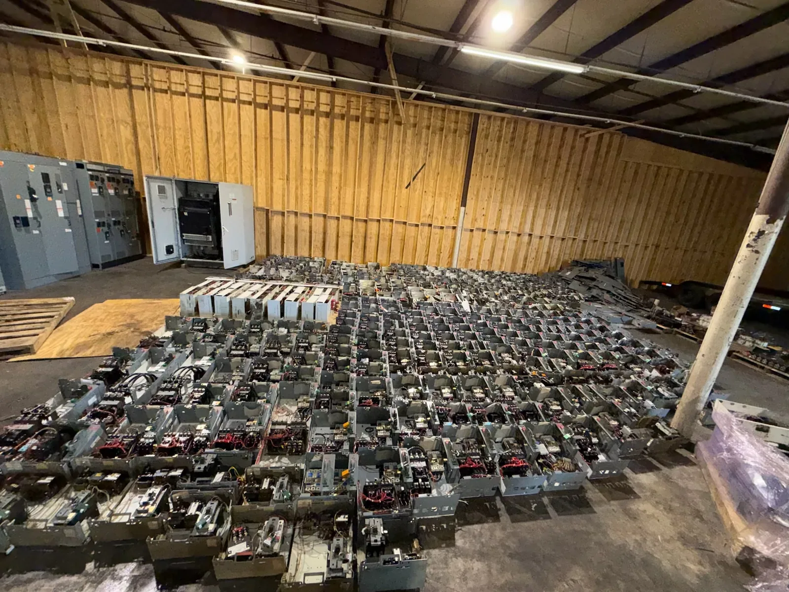 Electrical Bus Plug Buyers staged for removal