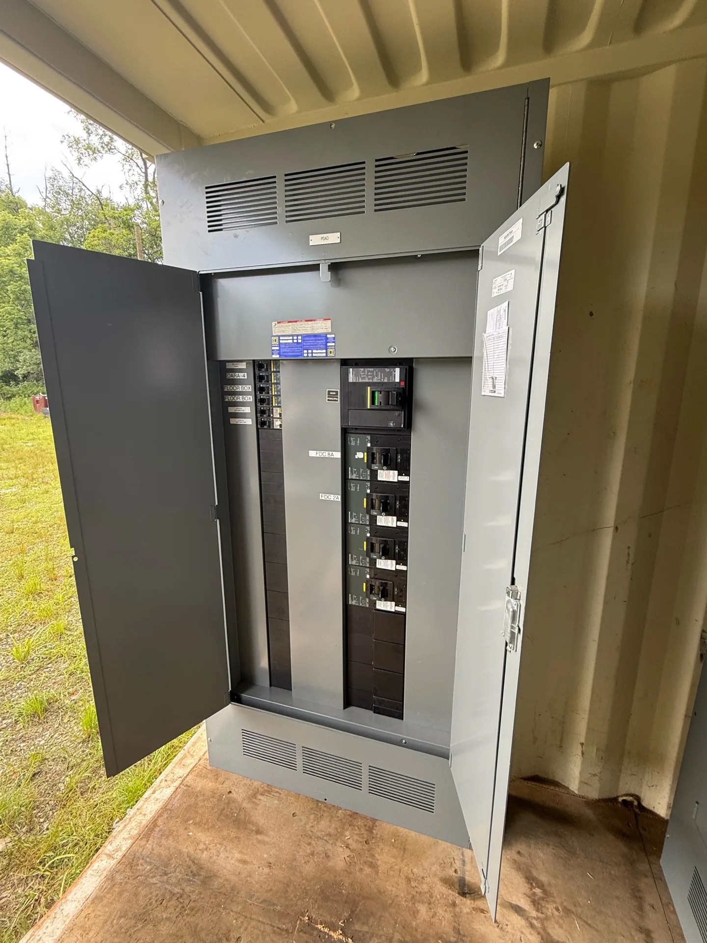 Panelboard with the door open showing branch breakers — Cincinnati, OH